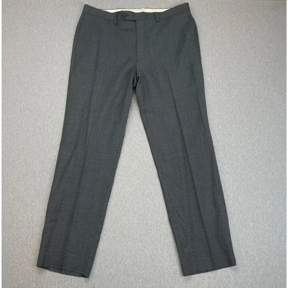 Lauren Ralph Lauren Pants Men 34 x 32 Gray 100%‎ Wool Flat Front Black Label